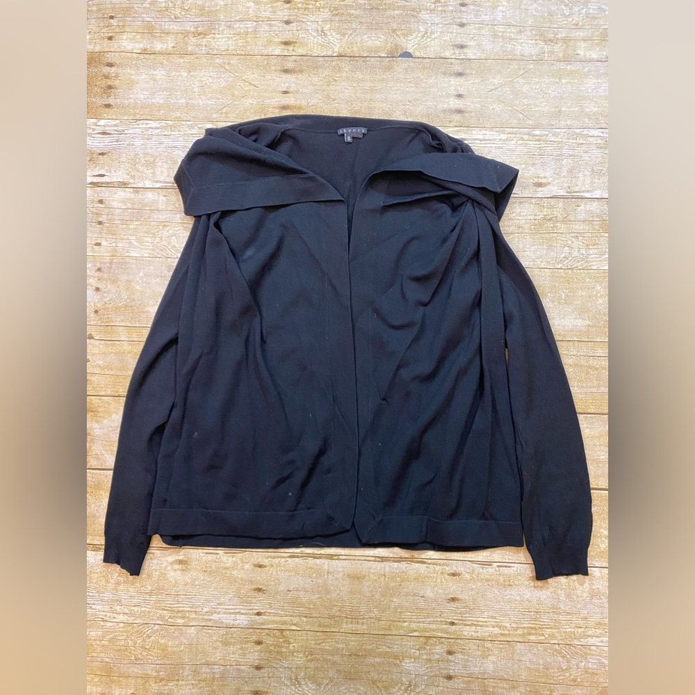 Theory Wool Blend Draped Cardigan in Black